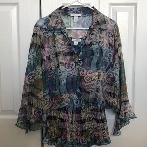 2-piece, sheer dress shirt.